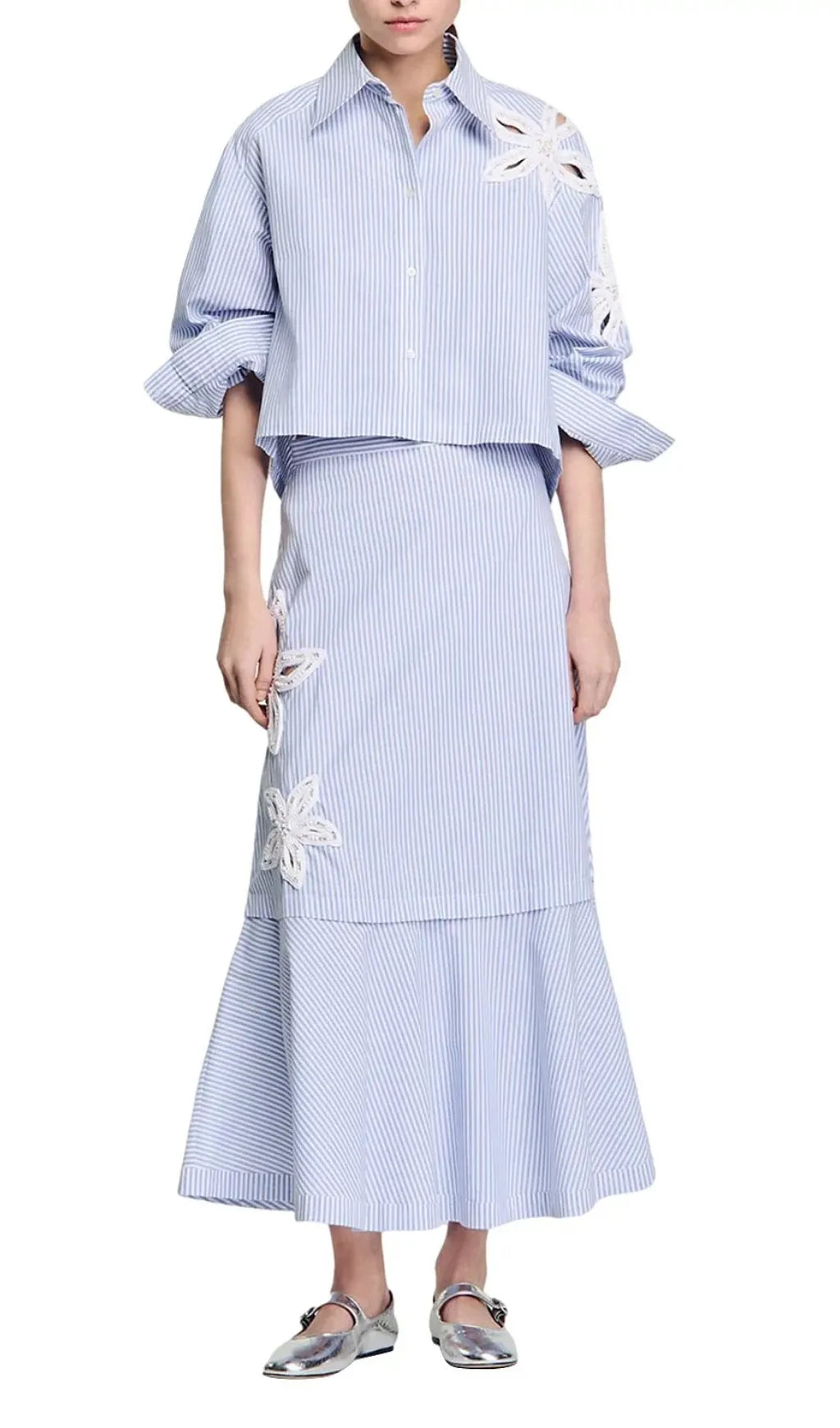 Embellished Cutout Maxi Skirt Flowering Girl