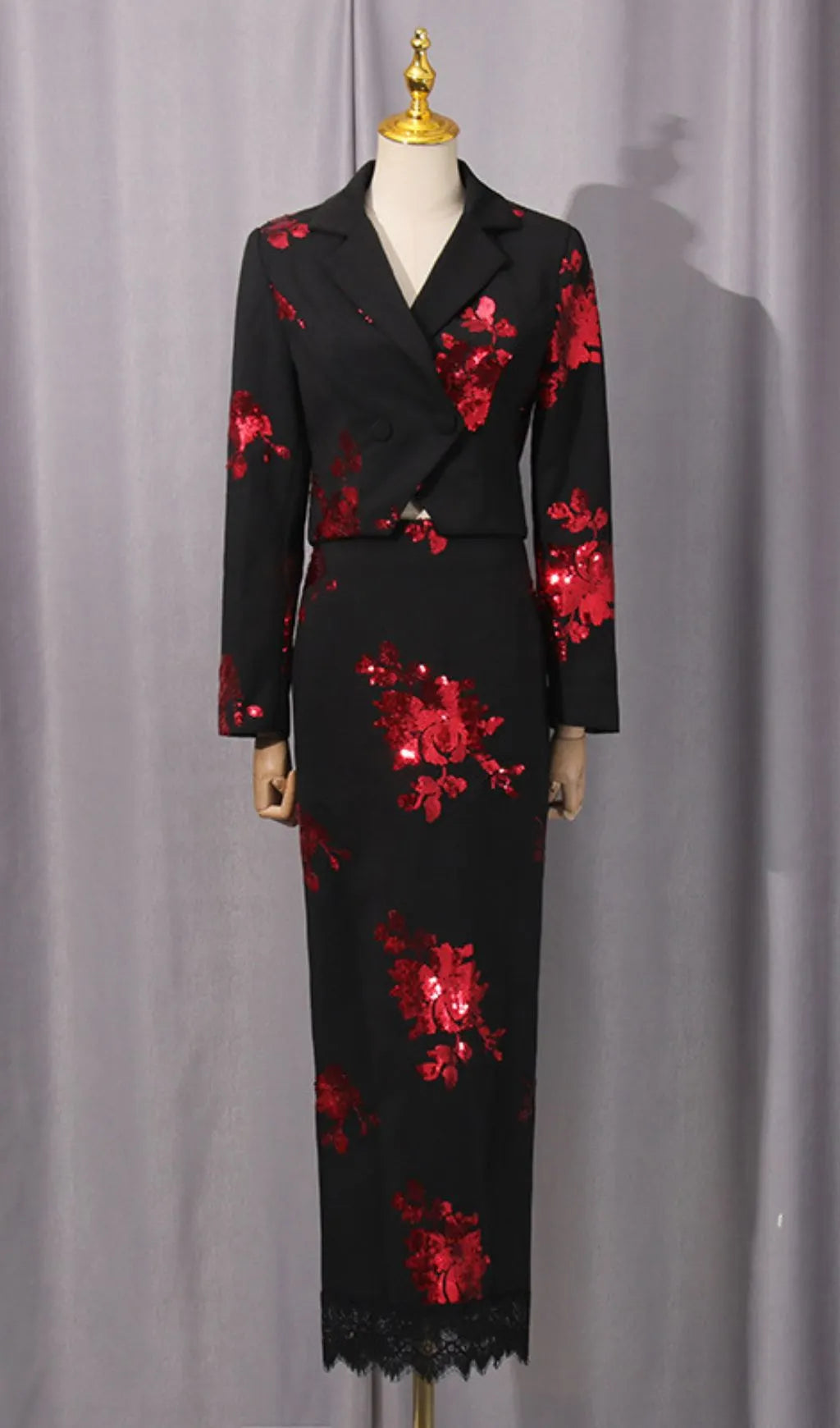 Gonca Sequin Flower Embellished Two-Piece Set Flowering Girl