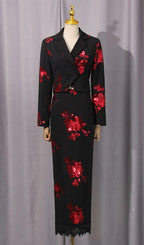 Gonca Sequin Flower Embellished Two-Piece Set Flowering Girl