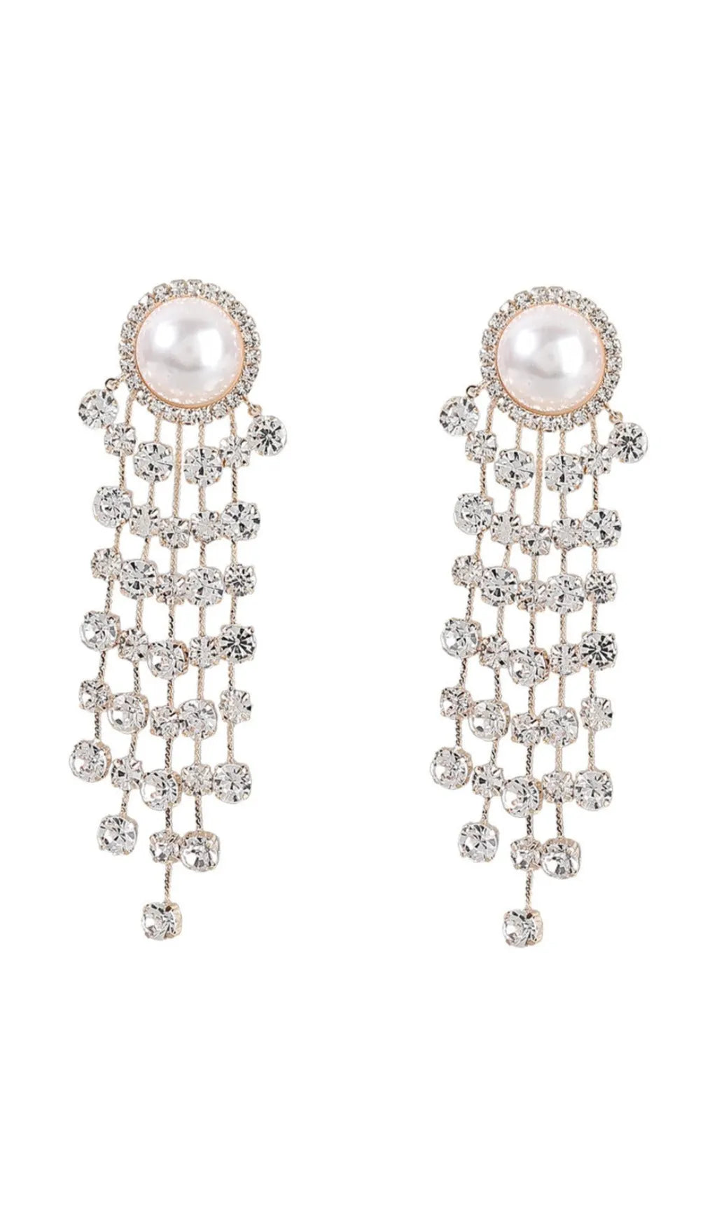 Pearl Crystal Tassel Earrings Flowering Girl