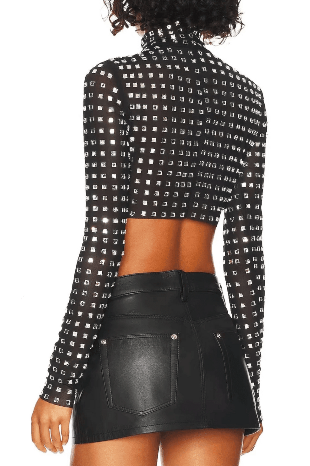 Metallic Sequin Mesh Top In Black Flowering Girl