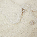 CREAM SEQUIN KNIT PEARL CARDIGAN Flowering Girl