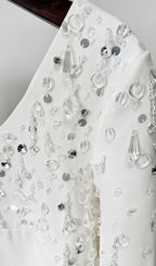 Ebe White Long Sleeve Embellished Mini Dress Flowering Girl