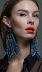 Katerine Feather Earrings Flowering Girl