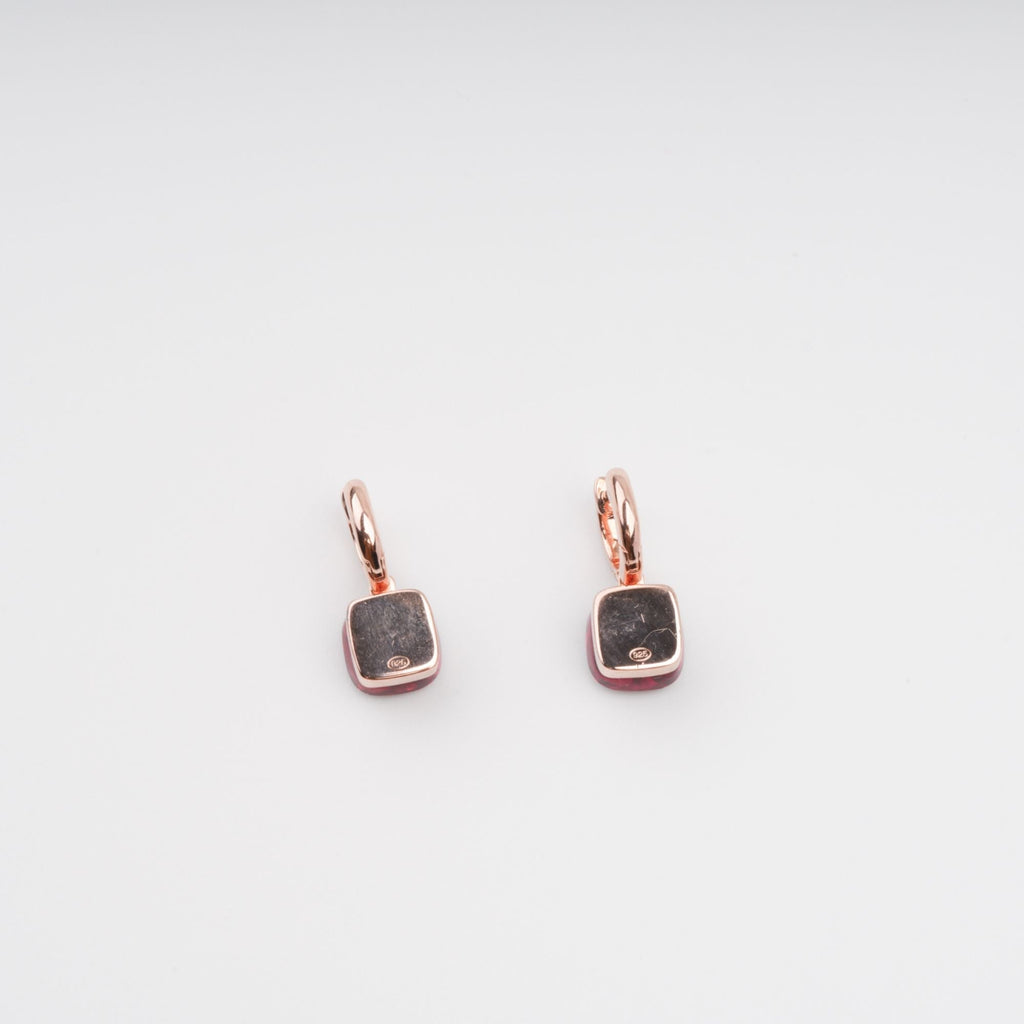 Aava Red Cushion Cut Gemstone Hoop Sterling Silver Earrings Flowering Girl