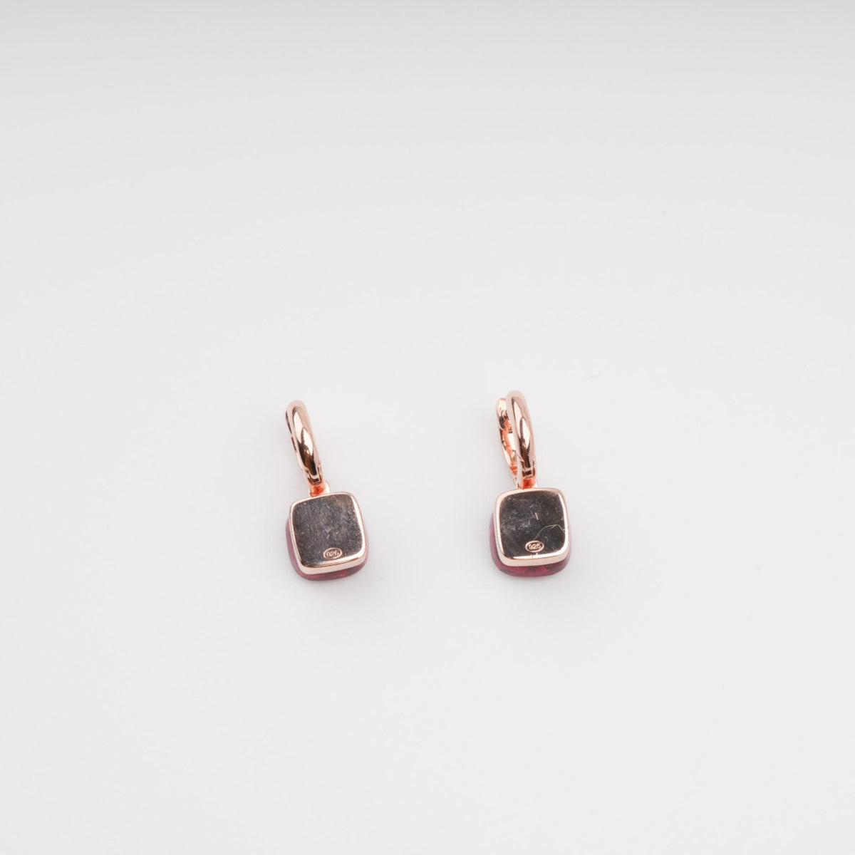 Aava Red Cushion Cut Gemstone Hoop Sterling Silver Earrings Flowering Girl