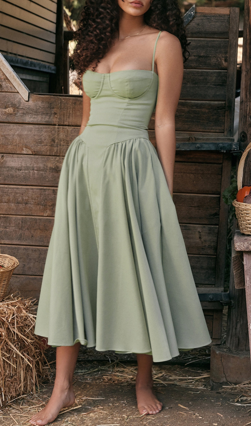 Dextra Green Strappy Midi Dress Flowering Girl