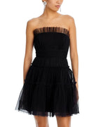 STRAPLESS TIERED TULLE MINI DRESS Flowering Girl