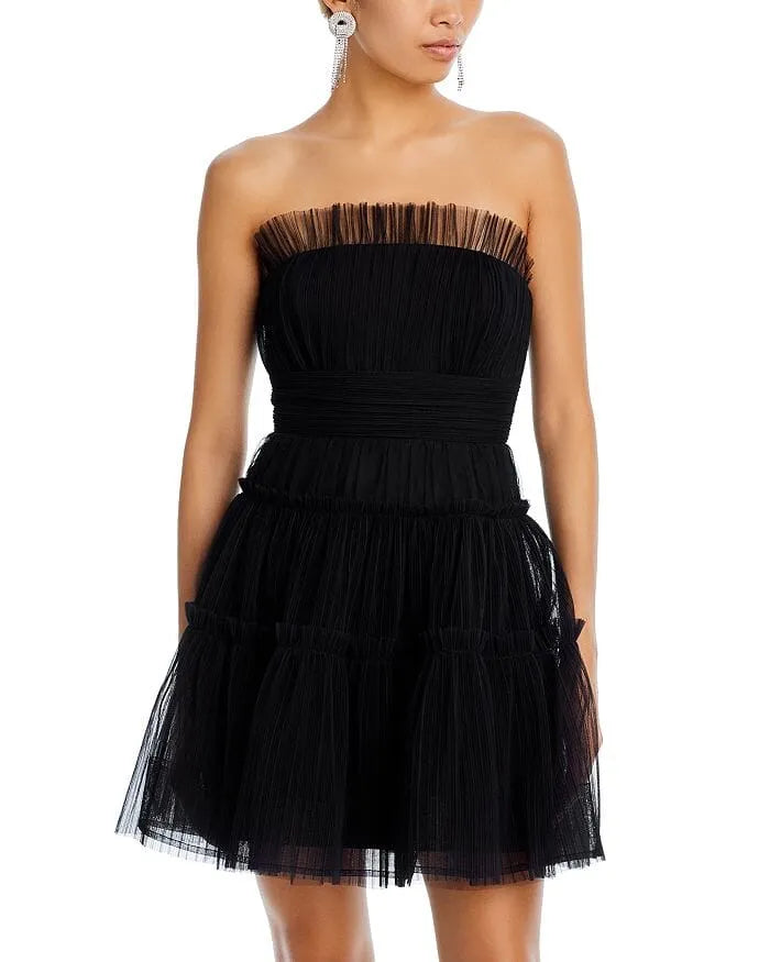 STRAPLESS TIERED TULLE MINI DRESS Flowering Girl