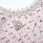 Pink Boucle Pearl Mini Dress Flowering Girl