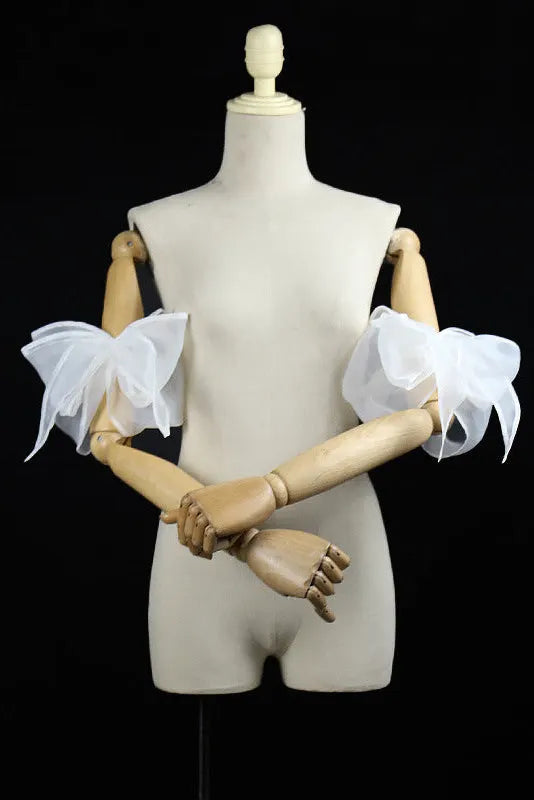 Organza Giant Bow Detachable Short Arm Cuffs Flowering Girl