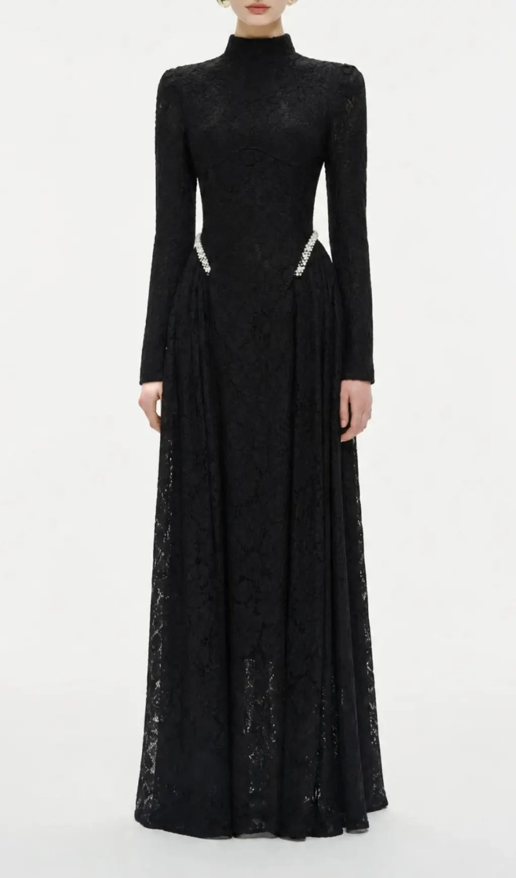 Macey Lace Long Sleeve Beaded Maxi Dress Flowering Girl