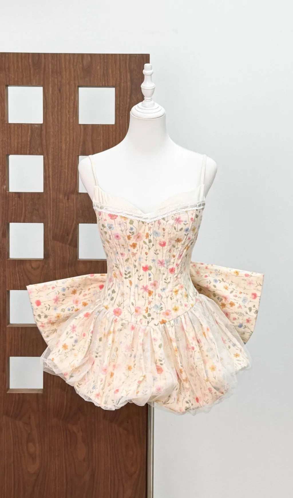 Jaylene Floral Corset Bow Mini Dress Flowering Girl