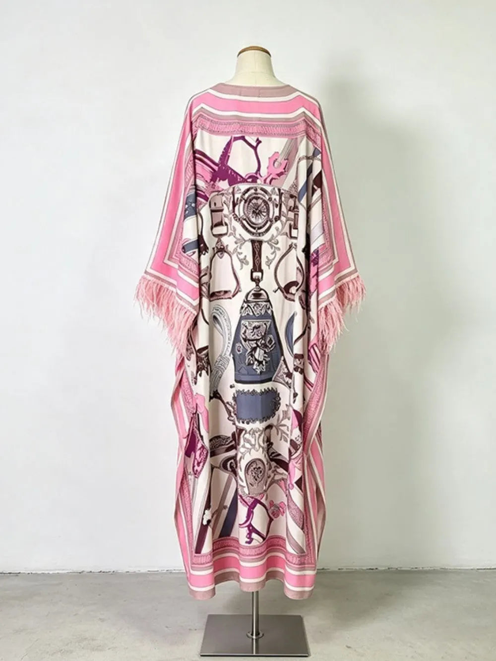 Marlie Printed Long Sleeve Feather Maxi Dress Flowering Girl