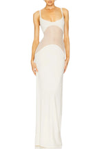 Dajoa Mesh Curve Maxi Dress - White Flowering Girl
