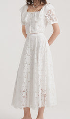 Einav White Embroidery Skirt Set Flowering Girl