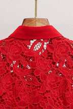 Burgundy Lace Collared Mini Dress Flowering Girl