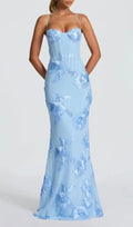 Jaleh Blue Floral Backless Maxi Dress Flowering Girl