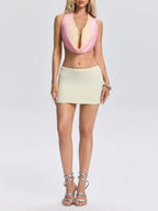 Rindora Cowl Neck Sequin Skirt Set Flowering Girl