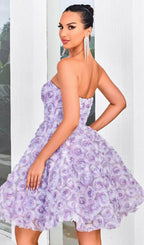 Berke Purple Flower Mini Dress Flowering Girl
