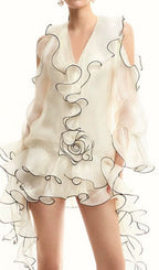 Eudoxie White Ruffle Mini Dress Flowering Girl