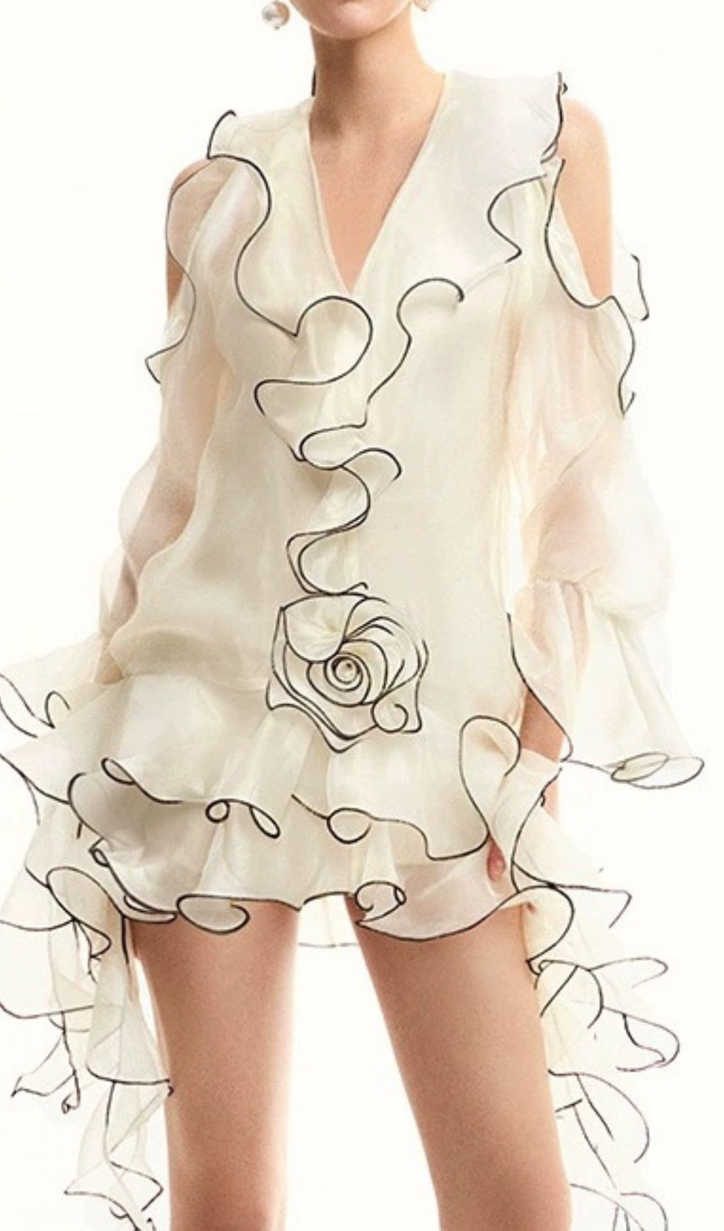 Eudoxie White Ruffle Mini Dress Flowering Girl