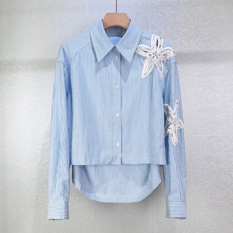 Embellished Cutout Shirt Flowering Girl