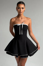 Juno Mini Dress - Black/White Flowering Girl