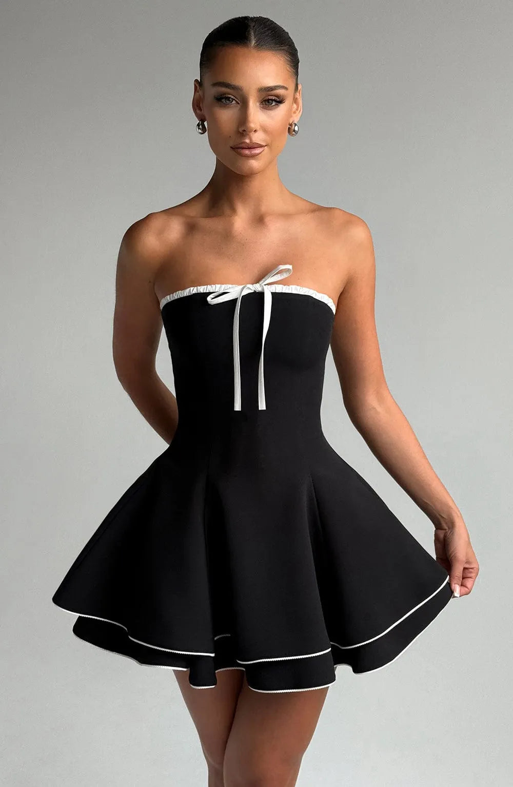 Juno Mini Dress - Black/White Flowering Girl