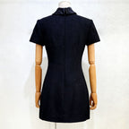 Tabitha Boucle Collared Tweed Mini Dress In Black Flowering Girl