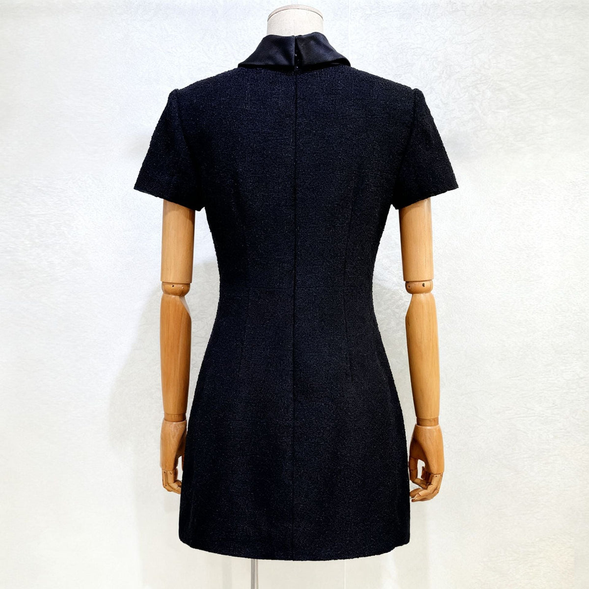 Tabitha Boucle Collared Tweed Mini Dress In Black Flowering Girl