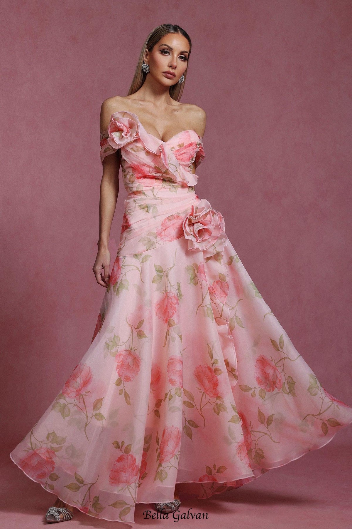 simona Sleeveless Flowers Flounce Maxi Dress Flowering Girl