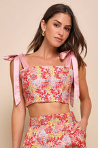 Pink Multi Metallic Tie-Strap Two-Piece Midi Dress Flowering Girl