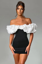 Allie Mini Dress - Black/White Flowering Girl