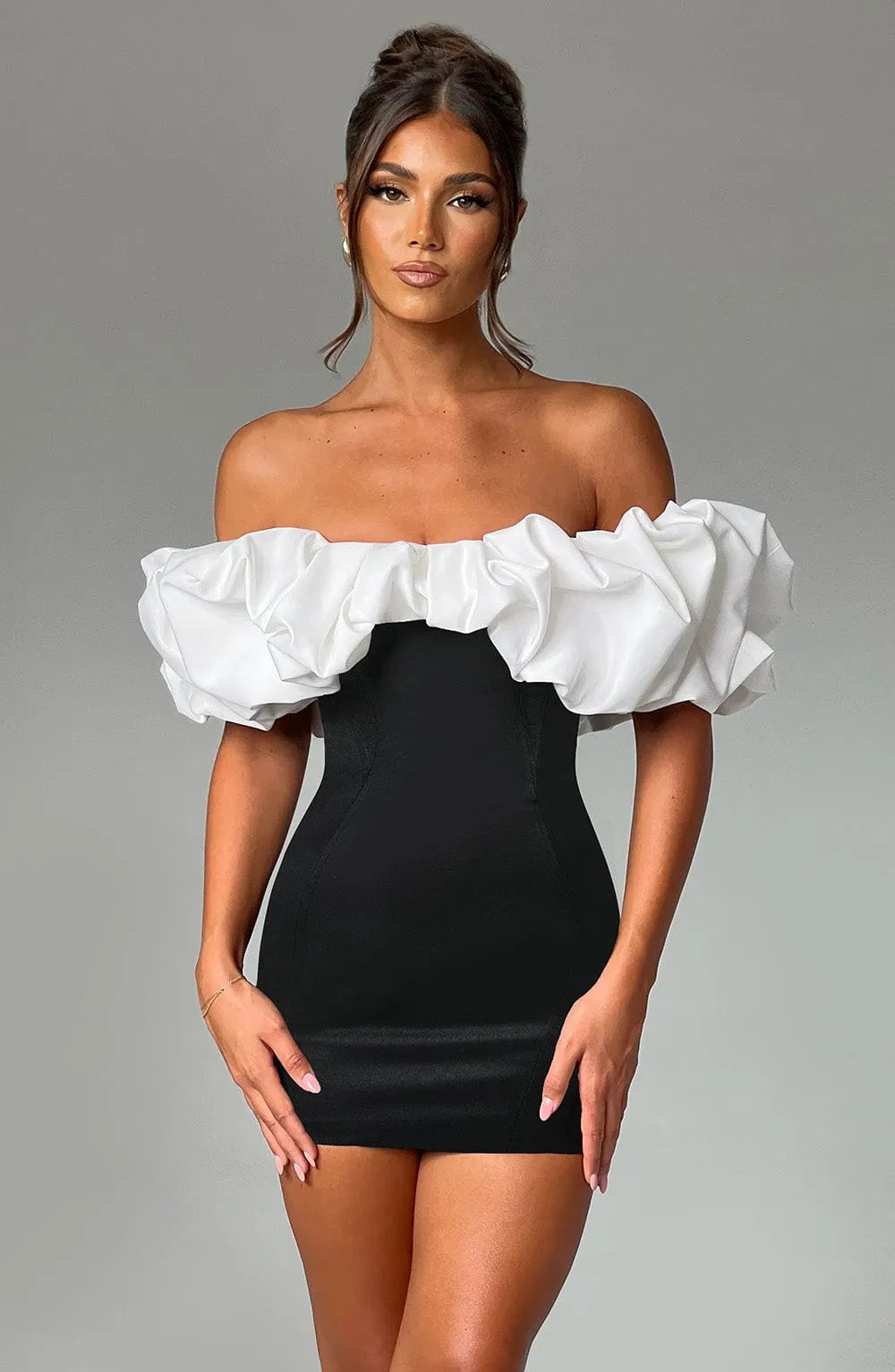Allie Mini Dress - Black/White Flowering Girl