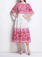 Mahira Rose Red Flower Embroidery Two-Piece Set Flowering Girl