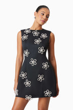 Maiara Diamante Mini Dress In Black Flowering Girl