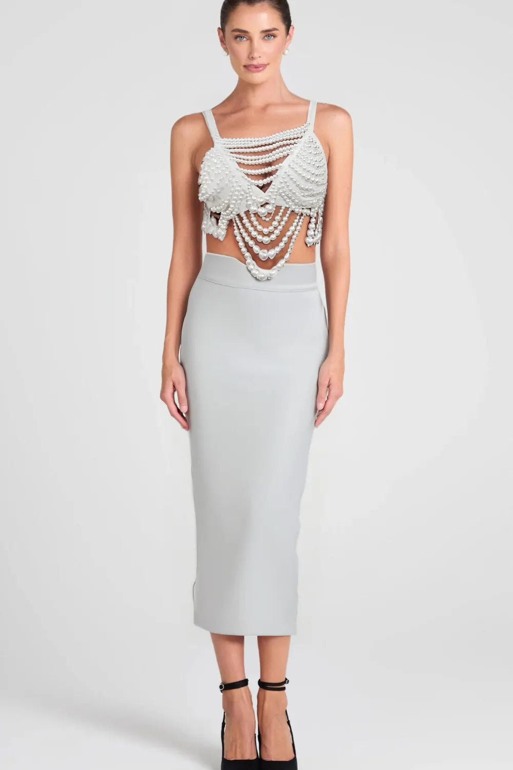 Pearl Embellished Bustier Top Flowering Girl