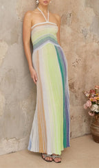 Serelith Metallic Knit Backless Maxi Dress Flowering Girl