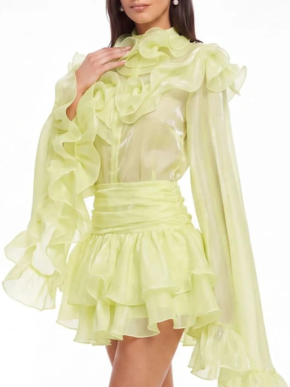 Grimwin Bell Sleeve Ruffle Skirt Set Flowering Girl