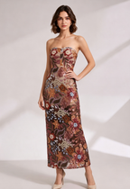 Strapless Floral Embroidered Maxi Dress Flowering Girl