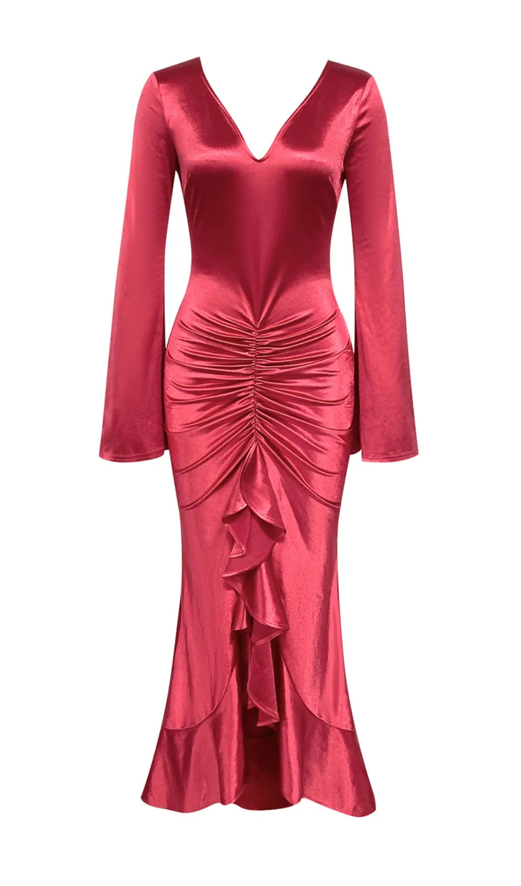 Balliol Red V-Neck Ruched Maxi Dress Flowering Girl