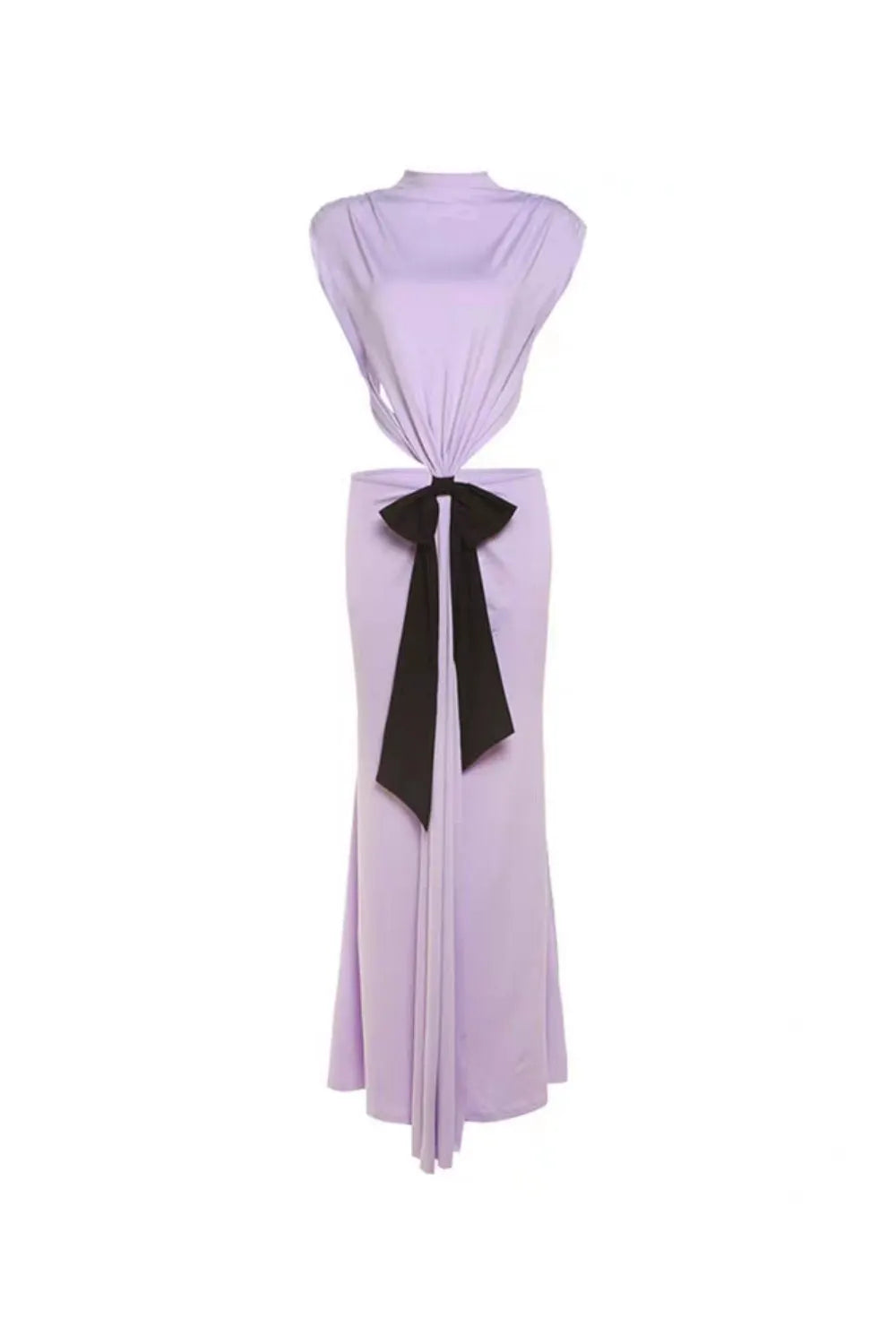bernice Bow Patch Cut Backless Maxi Dress in purple Flowering Girl