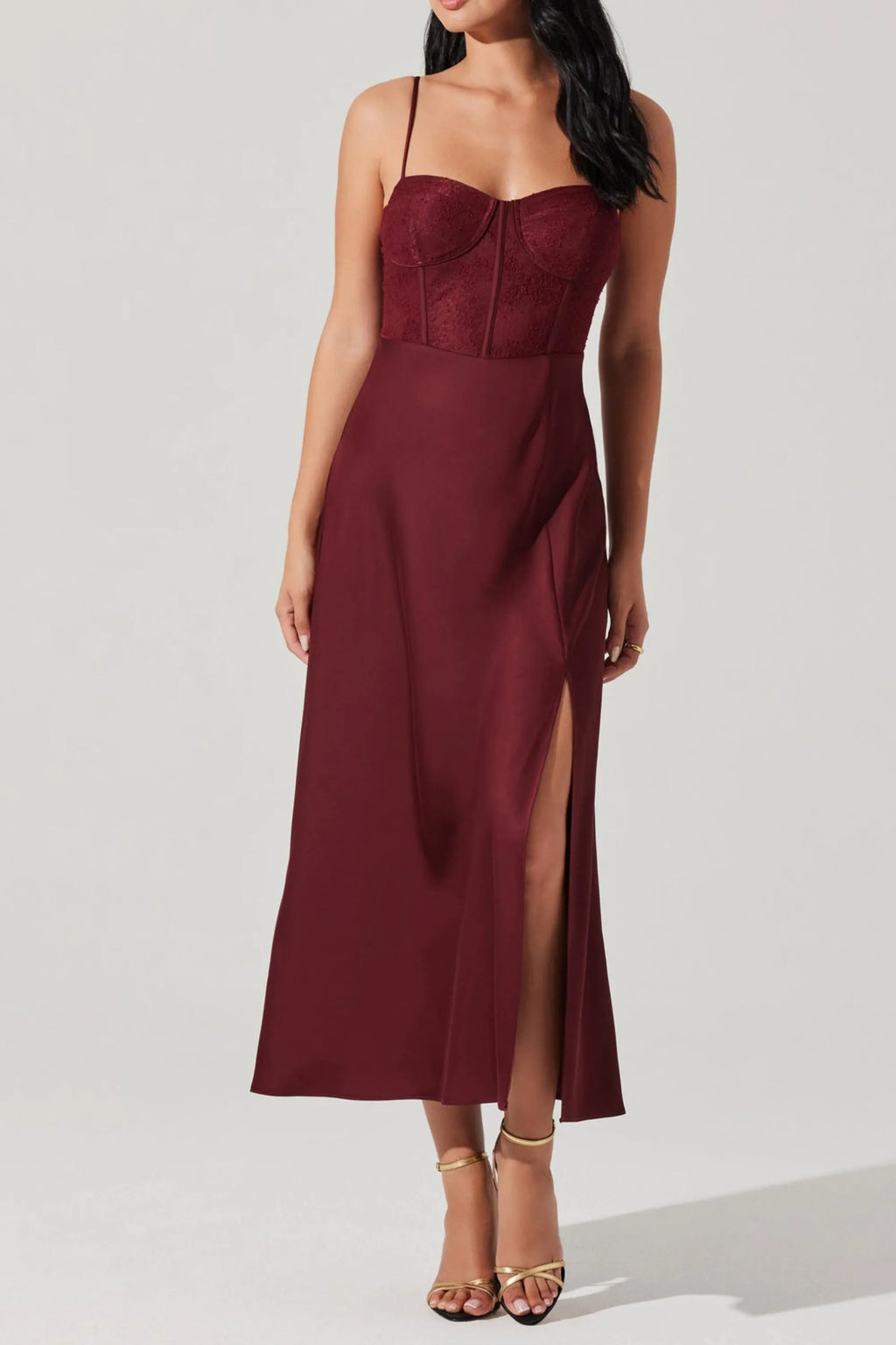 Lace Bustier Midi Dress Flowering Girl