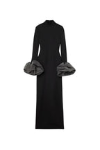 Rachel Black Ruffled Crystal-Embellished Crepe Mock-Neck Gown Flowering Girl