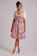 Dusty Pink Jacquard/Brocade Fit-And-Flare Dirndl Set Flowering Girl