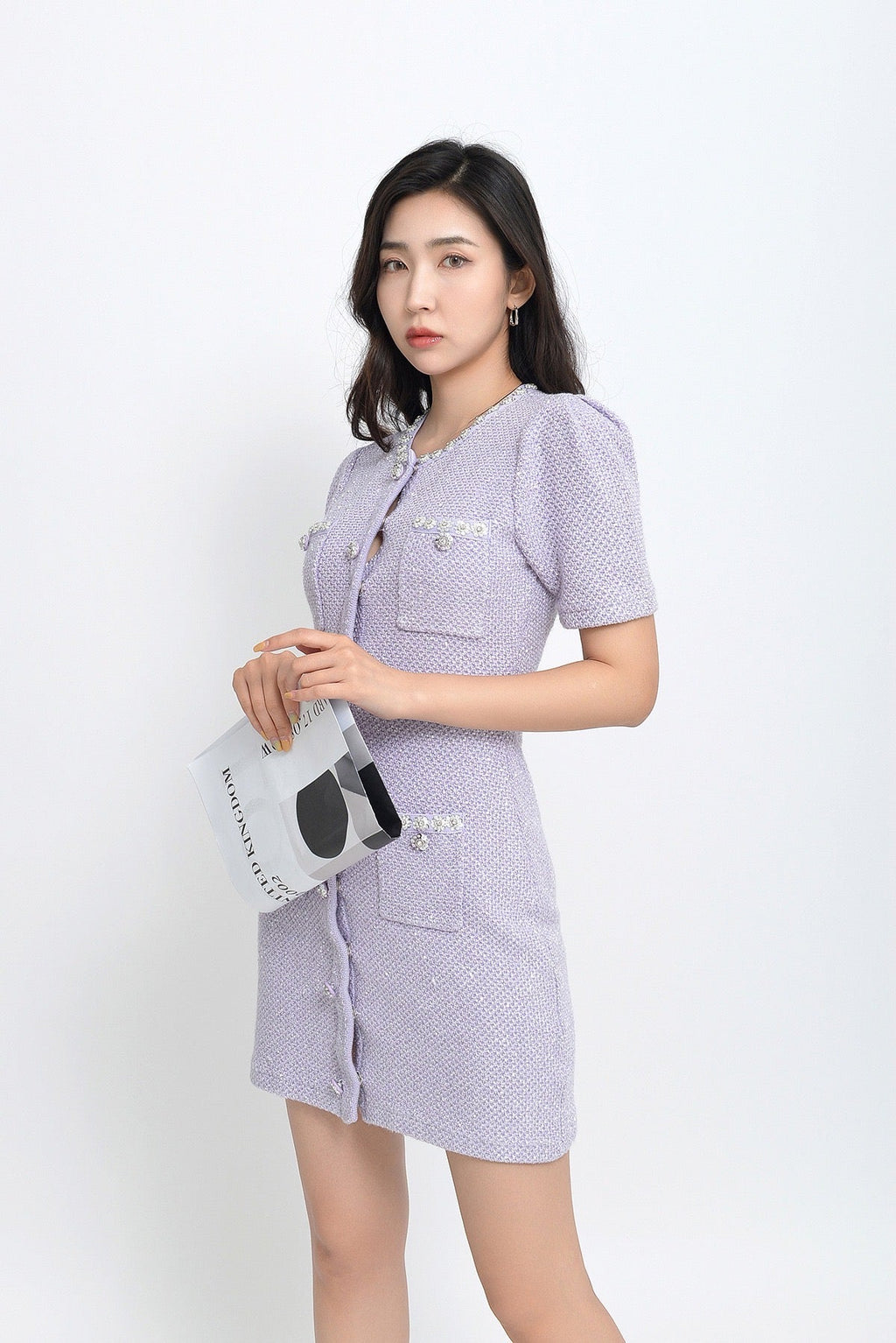 Sequin-Embellished Knitted Mini Dress Flowering Girl