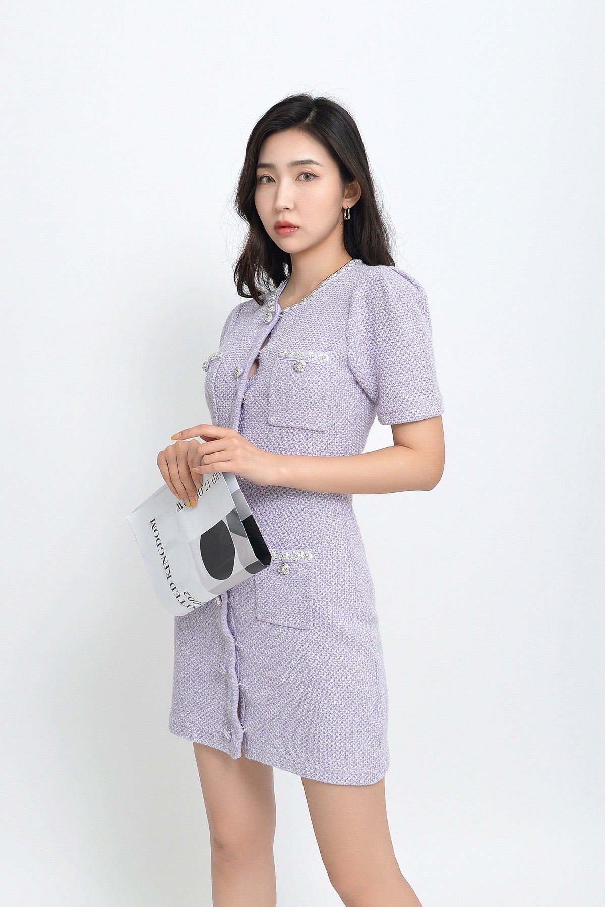 Sequin-Embellished Knitted Mini Dress Flowering Girl