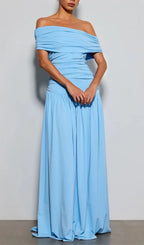 Etsuko Off Shoulder Ruched Maxi Dress Flowering Girl