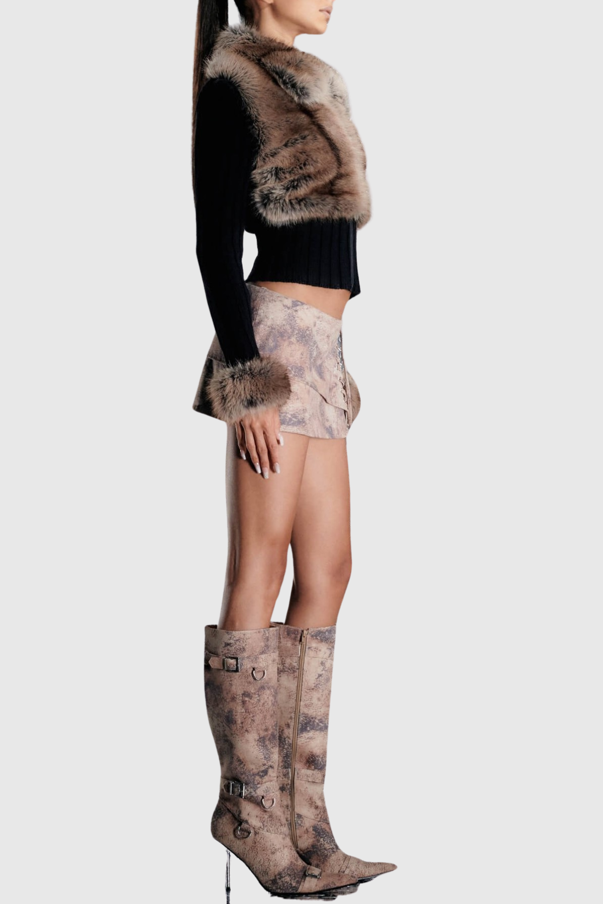 Geraldine Faux Fur Knit Coat Flowering Girl